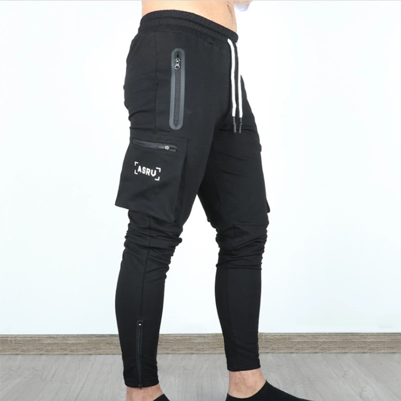 

Spring 2021 Slim fit Pants Men Tide Straight Multi Pockets Overalls Men Zippered Calf Jogging Pants Men XXXL