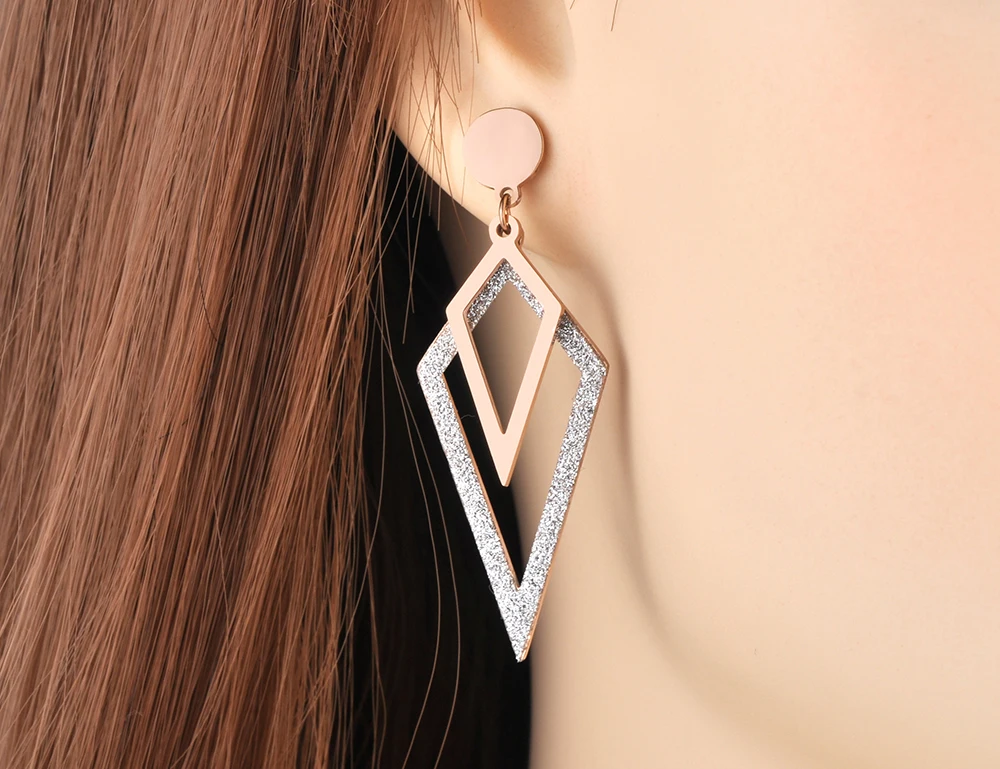 Женские серьги-гвоздики Lokaer ручной работы из нержавеющей стали и розового золота