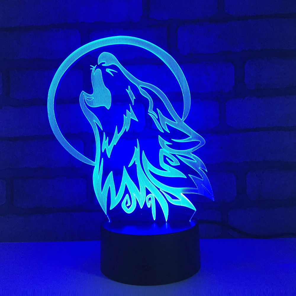 

Wolf LED RGB Night Light 7 Color Change Desk Light Action Figure PVC Kids Toys Brinquedos Christmas Gift