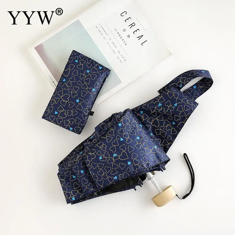 navy blue Складной зонт от солнца дождь женские зонты детский зонтик Paraguas анти-УФ зонтик винил Ambrella путешествия Sombrilla портативный - Цвет: navy blue