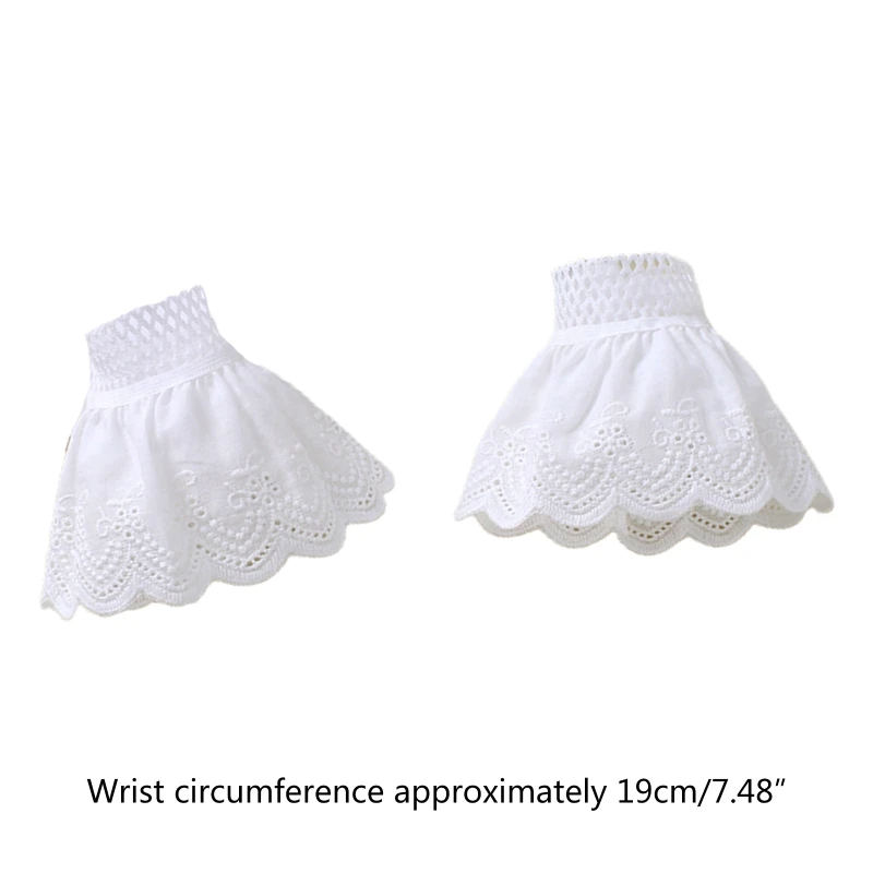 

Women Romantic Hollow Out Lace Pleated Horn Cuff Detachable Stretch Fake Arm Sleevee Bracelet Decorative Wrist Warmers