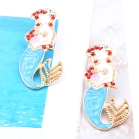 new gold mermaid anime earrings for women enamel glamour girls party gift fashion statement jewelry wholesale