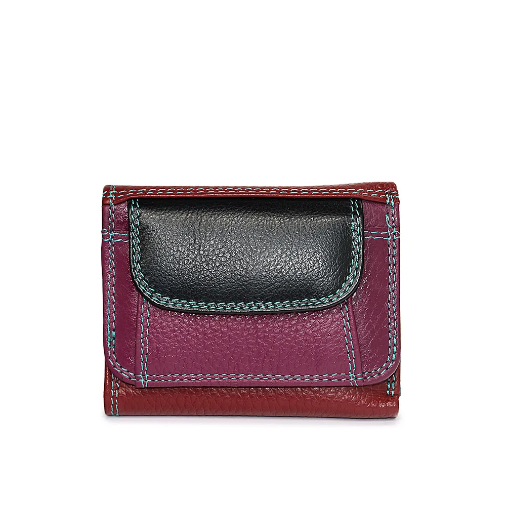 Женские кошельки из натуральной кожи, мини-кошельки, Женский кошелек для монет, маленький женский кошелек, держатель для карт, сумки для денег, Модный женский клатч - Цвет: Черный