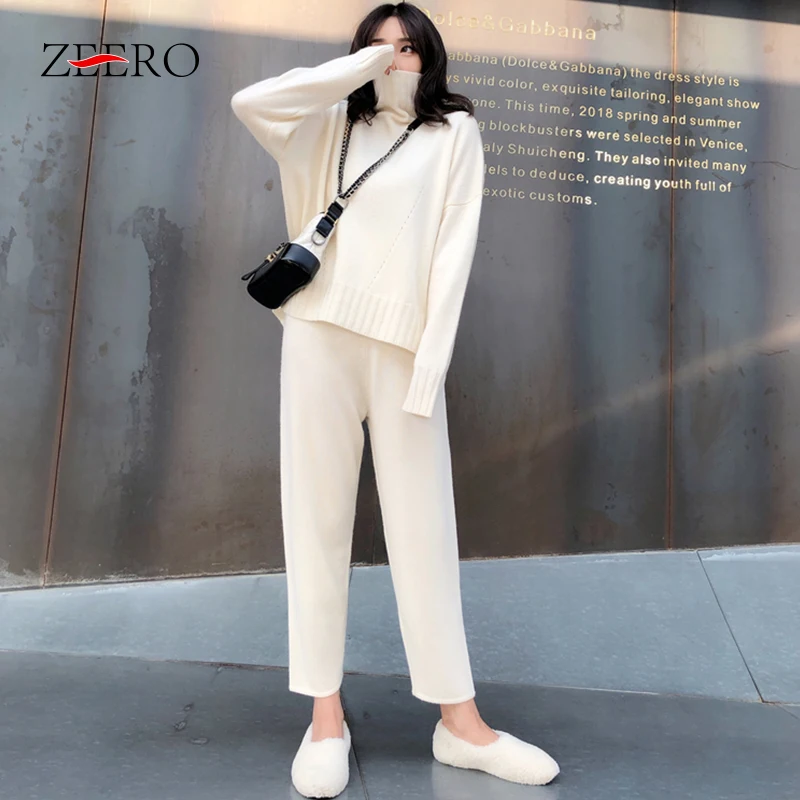 Женский Повседневный комплект из 2 предметов свитер и штаны с бусинами вязаной