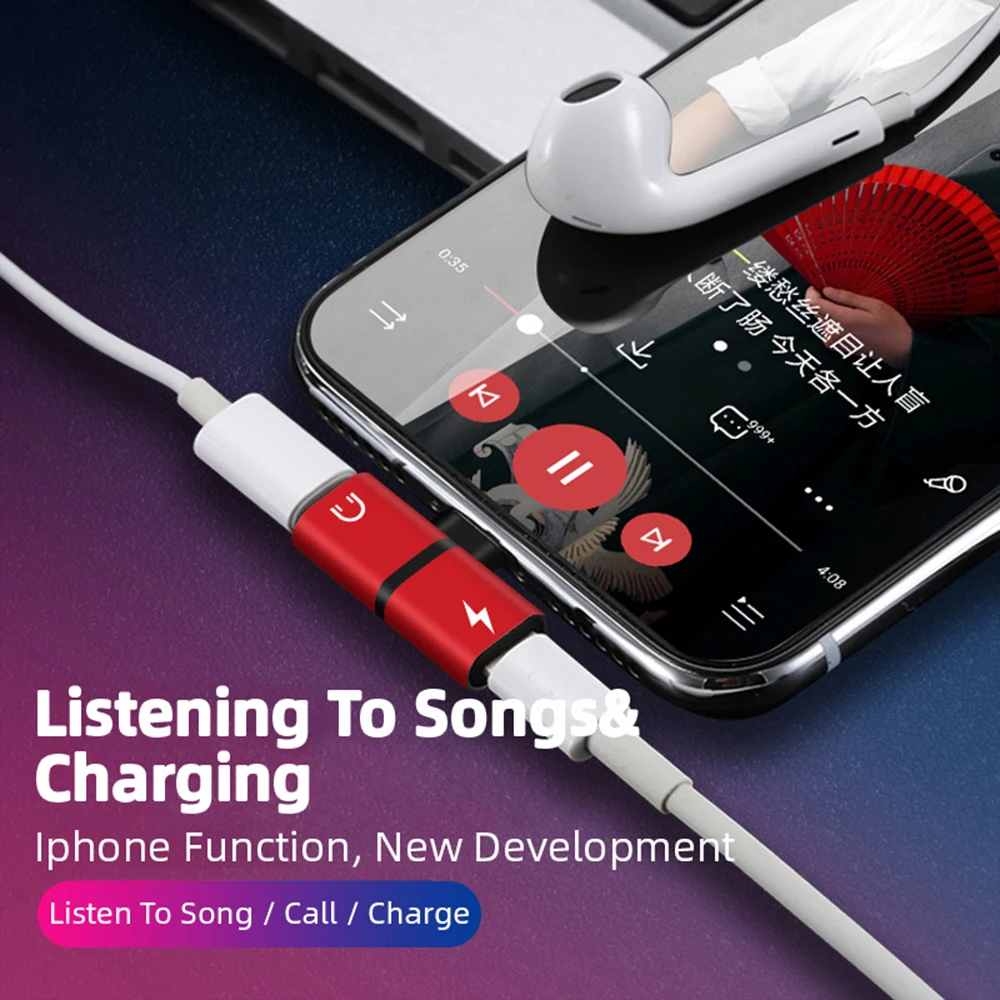 Двойной аудио адаптер Lightning Aux для iPhone 7 8 Plus X XR двойной разъем сплиттер зарядное