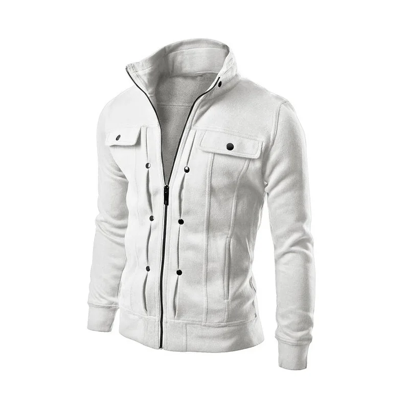 Мужская модная куртка размера плюс одноцветная со стоячим воротником уличная