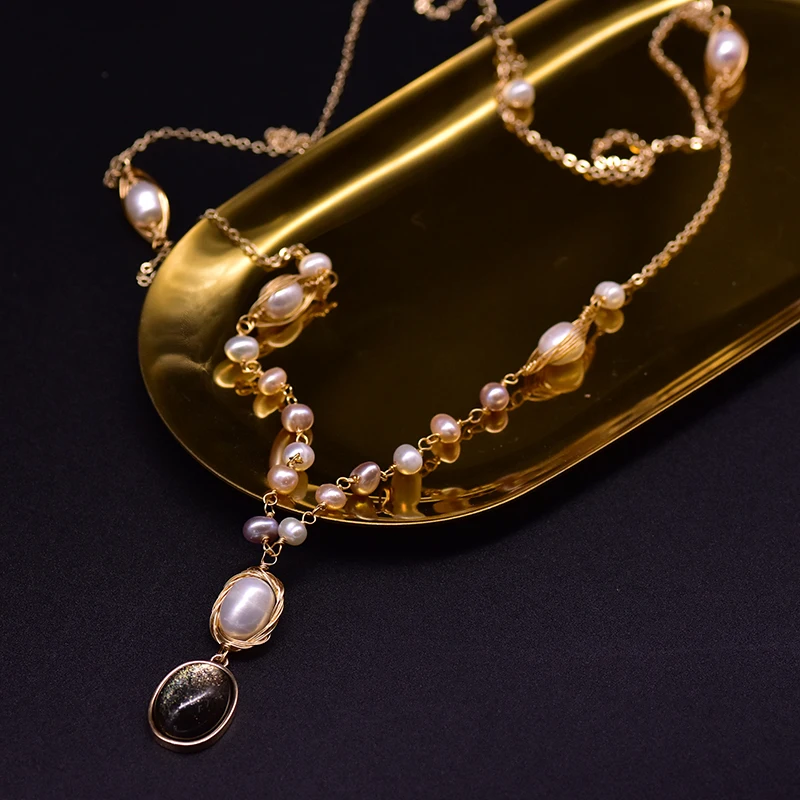 

XlentAg Fresh Water White Pearl Leaf Pendant Necklace For Women Girl Minimalist Luxury Wedding Jewelry Collier Femme 2019 GN0156