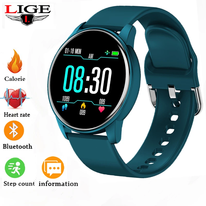 Смарт часы LIGE для мужчин и женщин модные спортивные с пульсометром функцией