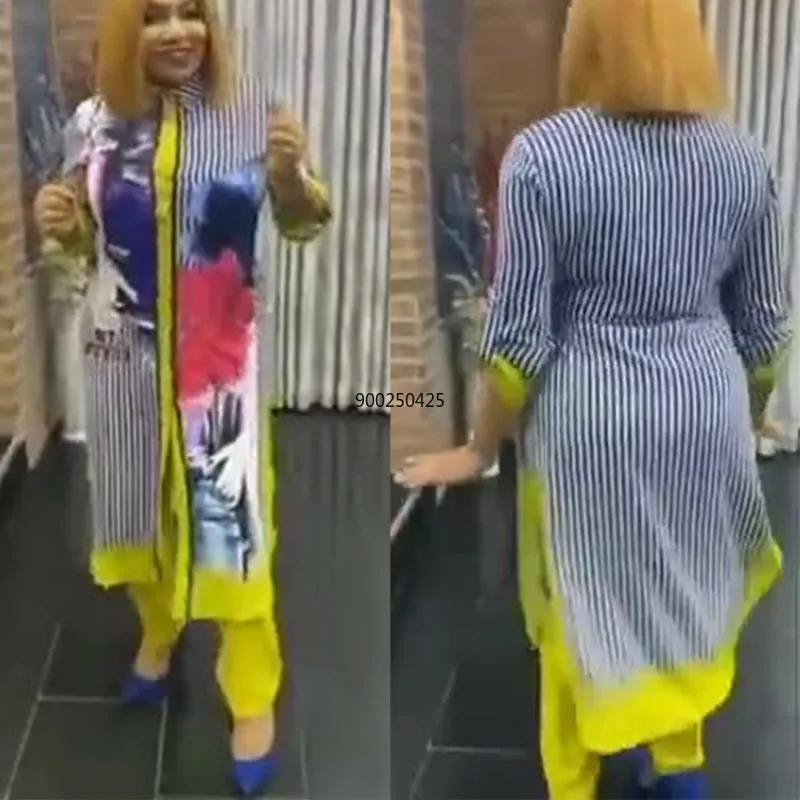 2 шт. комплект для женщин в африканском стиле Дизайнерская одежда Африка полоса