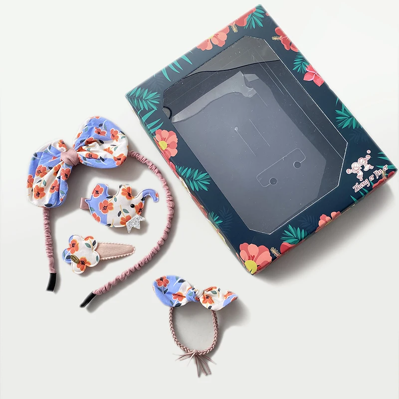 

4 Pcs/Set New Children's Hair Accessories cute girl bow tie hair band elephant hairpin holiday gift gift box packaging