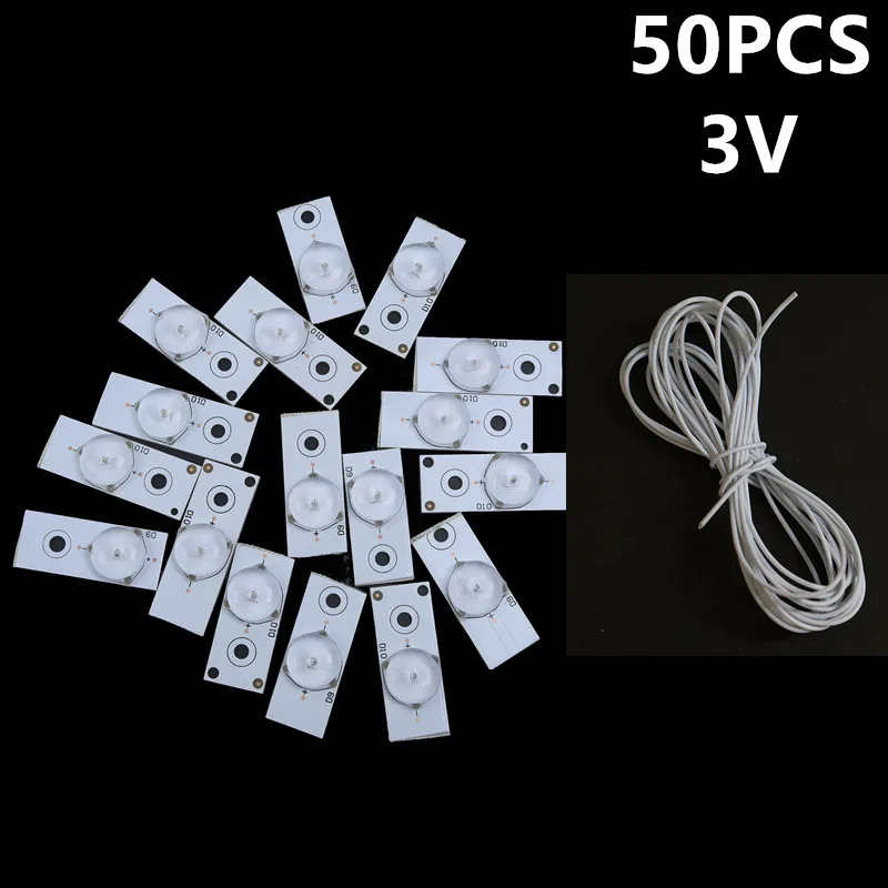 50 шт. 3 в SMD лампы бусины с оптической линзой Fliter для 32-65 дюймовых светодиодных лент