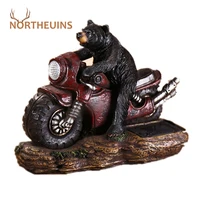 northeuins resin bear motor figurines miniature bear statue modern animal handmade sculpture souvenirs for home interior decor
