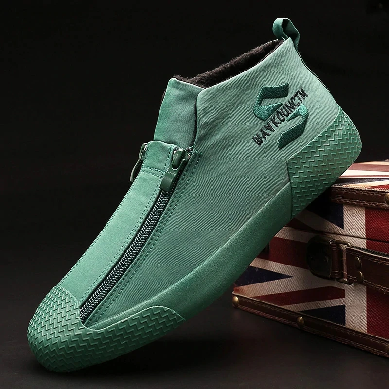 

Warm Winter Snow Shoes Fashion zipper with fur shoes Rubber Male flats Zapatillas Hombre Men Casual Sneaker shoes A21-97