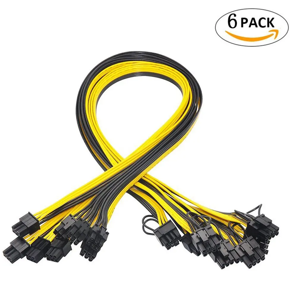 6 шт. Pin PCI E до 8 Pin(6 + 2) (штырь штырь) силовой кабель для графического процессора 50 см