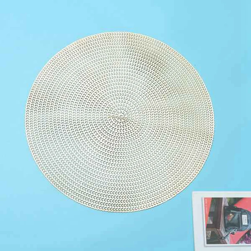 

6Pcs 38CM Restaurant Round Environmental Friendly Meal Mat Anti-Hot Table Mat Steak Plate Pad Placemat for Dining Table