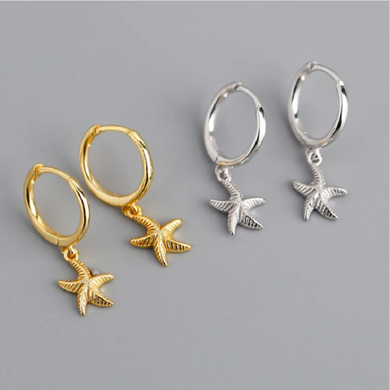 

1Pair Women Earrings Starfish Shape Gold Silver Color Jewelry Gift Fashion Personality Ear Pendant Earring for Girls Accessories