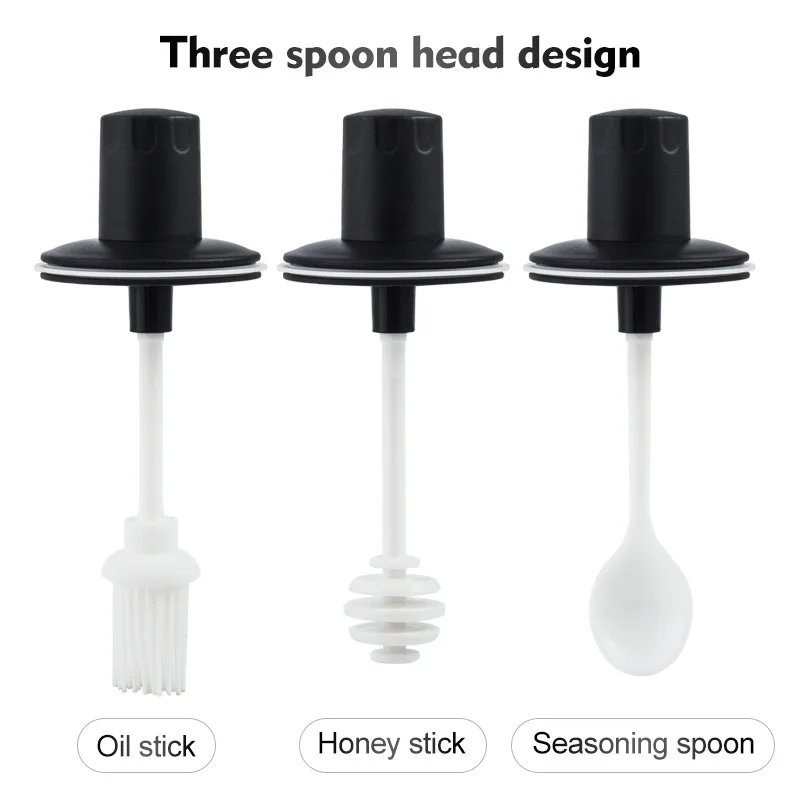 

Kitchen Seasoning Containers Glass Sealing Seasoning Bottle Spoon Cover One-piece Seasoning Bottle Brush Bottle Honey Bottle Oil