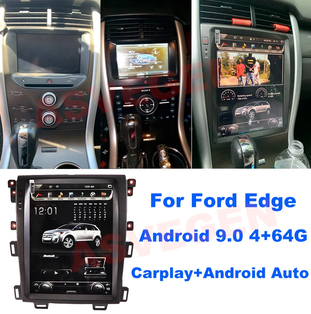 

12.1" Android 9.0 Car Radio Player For FORD EDGE 2009-2014 With Carpaly Android Auto Bluetooth GPS Navigation Stereo