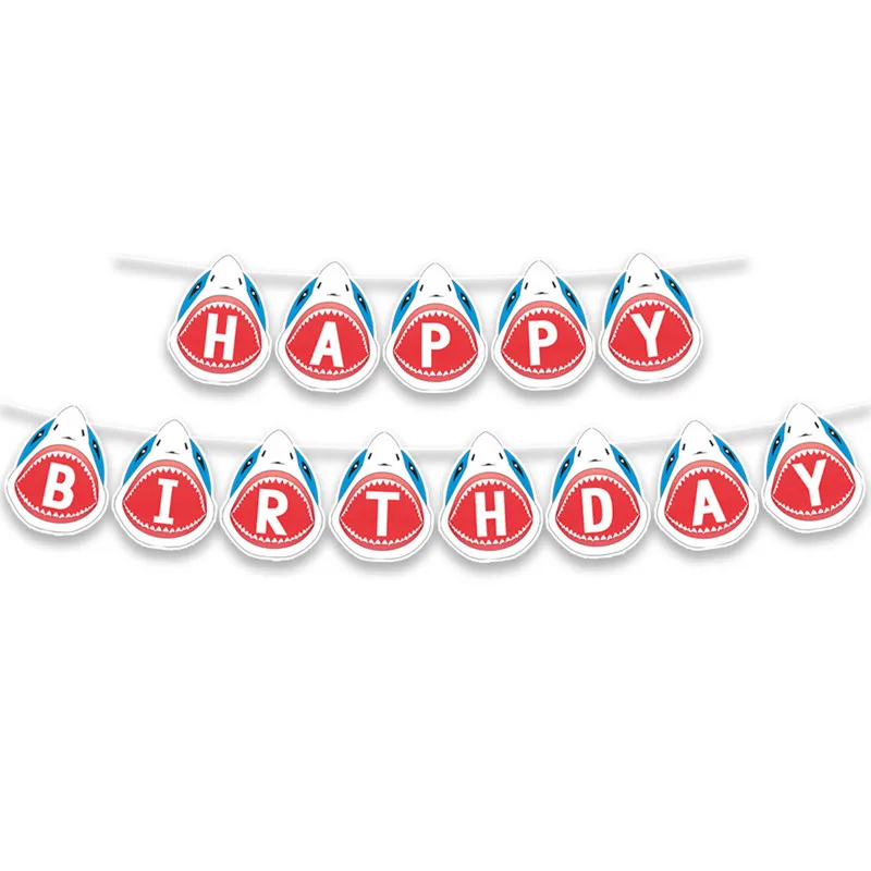 С изображением акулы из мультфильма баннер на день рождения с гирлянды для фона