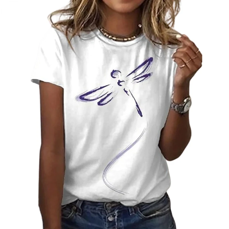 Rural style printed white T-shirt women soft top round neck gay shirt short sleeve fashion series 2022 | Женская одежда