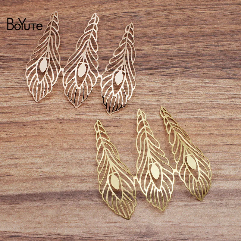 

BoYuTe (10 Pieces/Lot) 65*67MM Big Metal Brass Filigree Three Leaves Materials Diy Hand Made Jewelry Findings Components