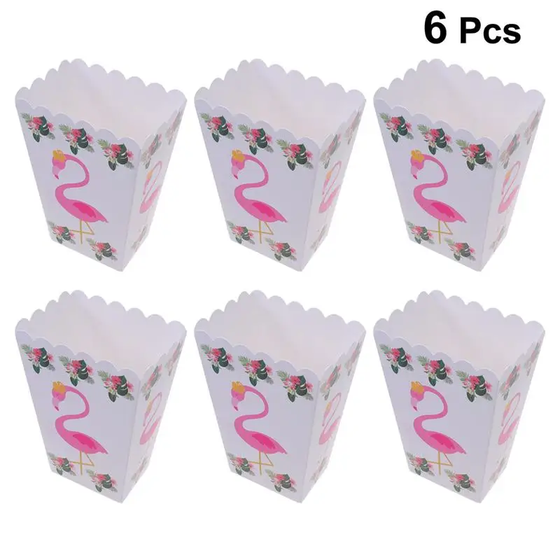 6 шт. детская коробка для попкорна на день рождения конфет с фламинго