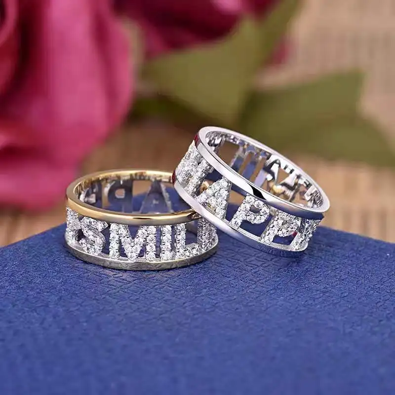 

Name Ring Personalized Iced Out Ring Engagement Wedding Handmade Rings Custom Simple Luxury Name Ring For Women Gift