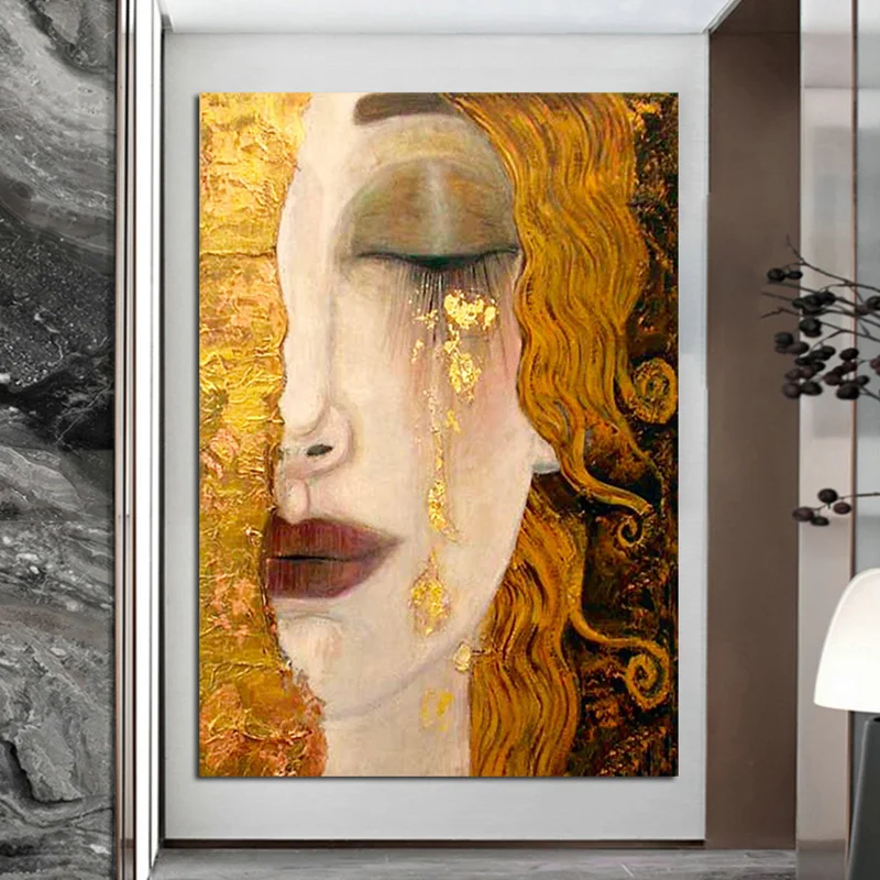 Abstract Gustav Klimt Tear Oil Painting Classic Posters and Prints Art Wall Pictures Cuadros for Living Room Home Decor | Дом и сад