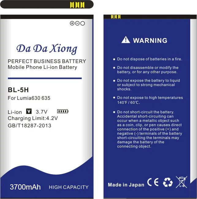 DaDaXiong 3700mAh BL-5H BL5H литий-ионный аккумулятор для телефона Nokia Lumia 630 635 636 RM-977 RM 638 977 |