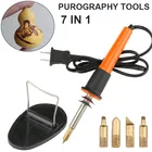 Электрические паяльники, 220 В переменного тока, 40 Вт, вилка стандарта СШАЕС, ручка для пайки с 5 наконечниками и подставкой для рукоделиятворчества