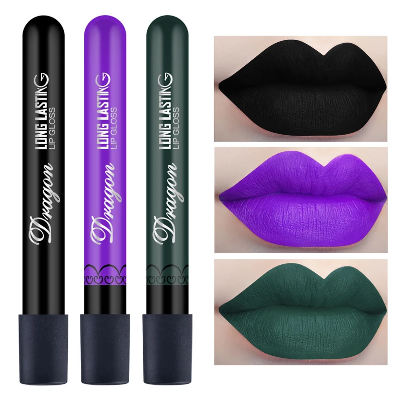 Красочный матовый блеск для губ красный фиолетовый черный синий телесный жидкая