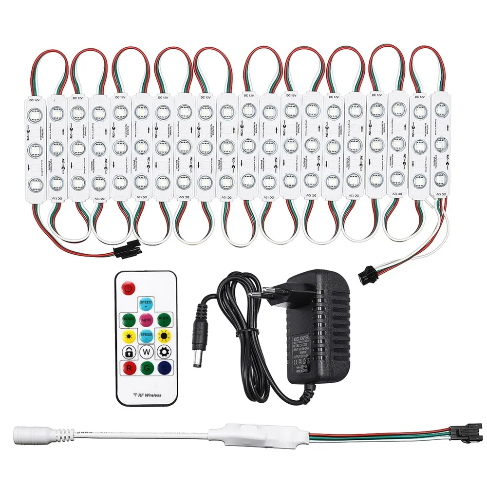 20 шт. WS2811 DC12V 3 светодиодный 5050 RGB SMD СВЕТОДИОДНЫЙ модуль полоса светильник на переднее окно знак+ 14 ключей дистанционного управления