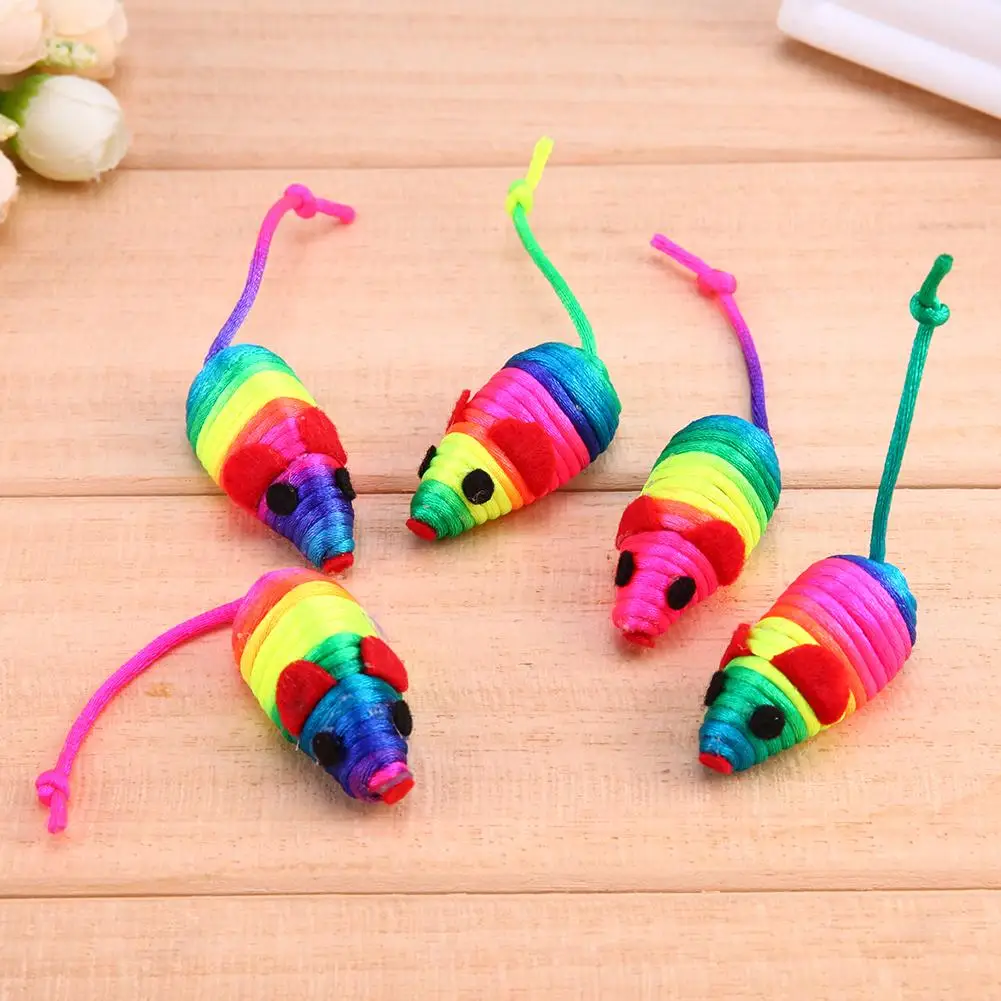 

5/10 Pcs False Mouse Cat Toys Interactive Fake Mouse Catnip Cat Training Toy Colorful Rope Winding Cat Squeaky Toys Pet Supplies