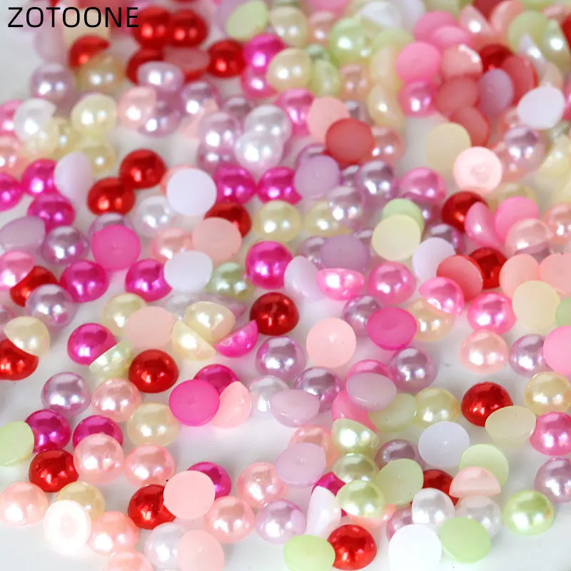 ZOTOONE 1000 шт из пластика ABS имитация жемчуга Flatback Стразы для украшения ногтей