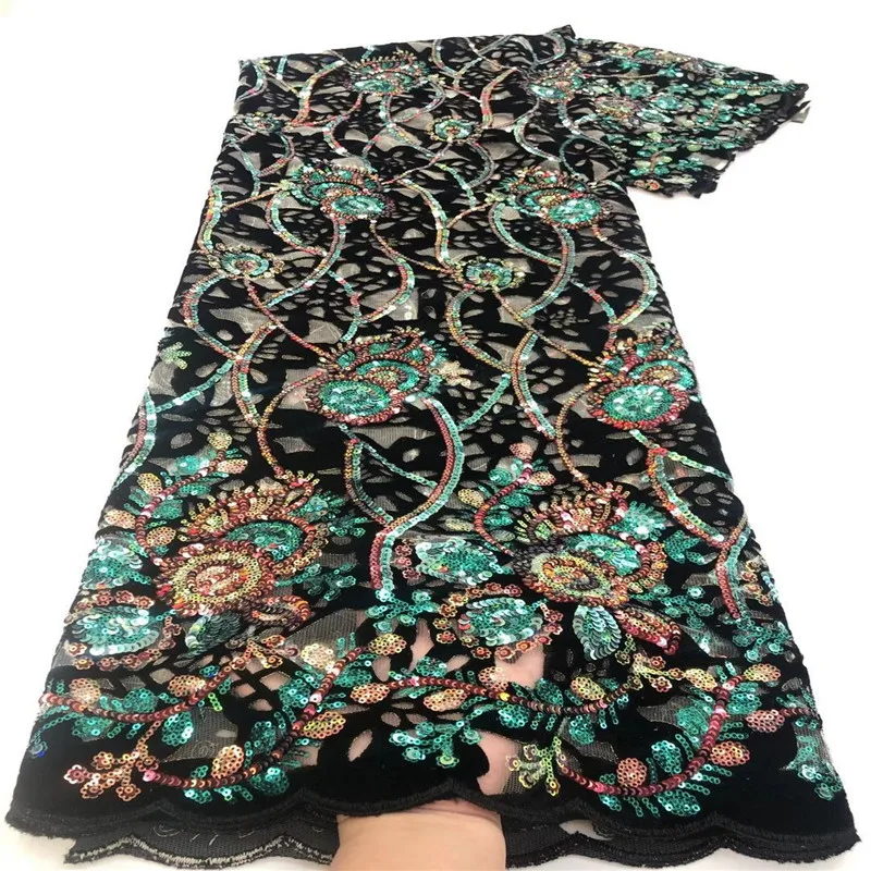 

african sequins lace fabric 2021 high quality embroidery with hollow design organza gold sequin fabrics for garment sewing