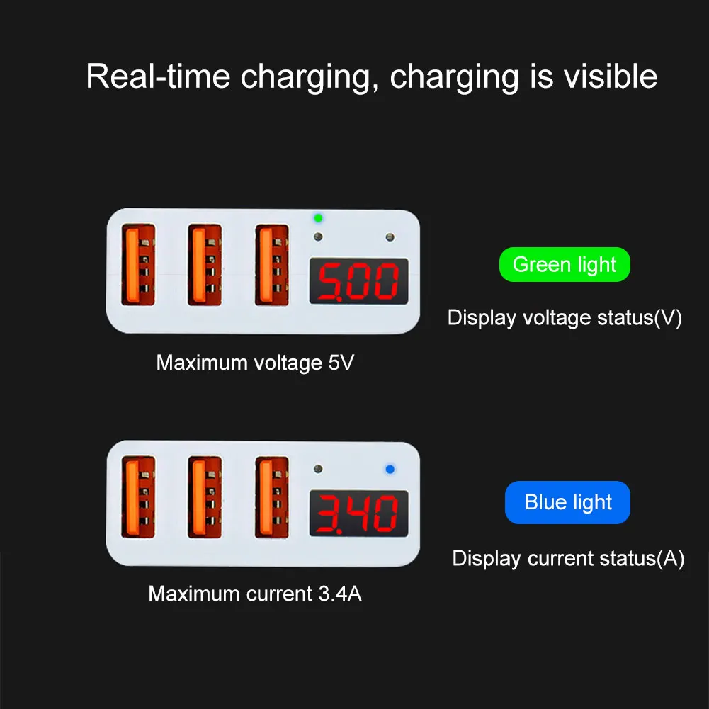 Зарядное устройство для сотового телефона с дисплеем на 3 порта|Зарядные