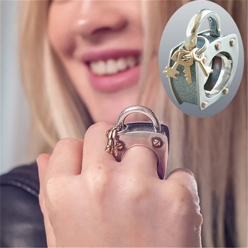 FFLACELL New Fashion Men And Women Two-Color Key Lock Ring Suitable For Banquet Holiday Anniversary Birthday Jewelry Gift | Украшения и