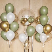 40pcs10inch avocado sage green balloons pearl white gold confetti balloon wedding baby shower birthday party decorations