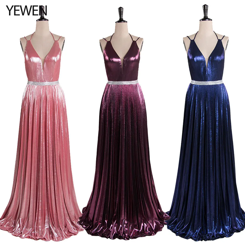 Женское вечернее платье трапециевидной формы с золотыми блестками длинное для