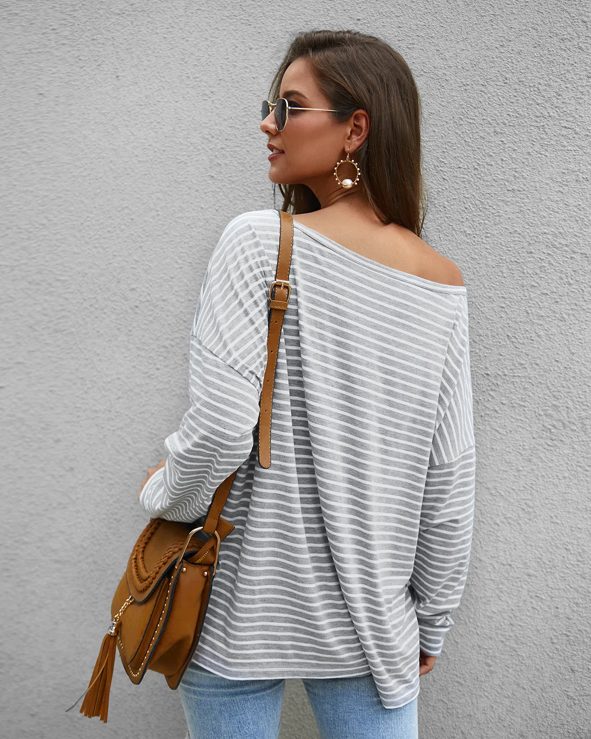 

Vintage Striped Women Blouses Casual Loose O-Neck Long Sleeve Harajuku Shirt Plus Size W908