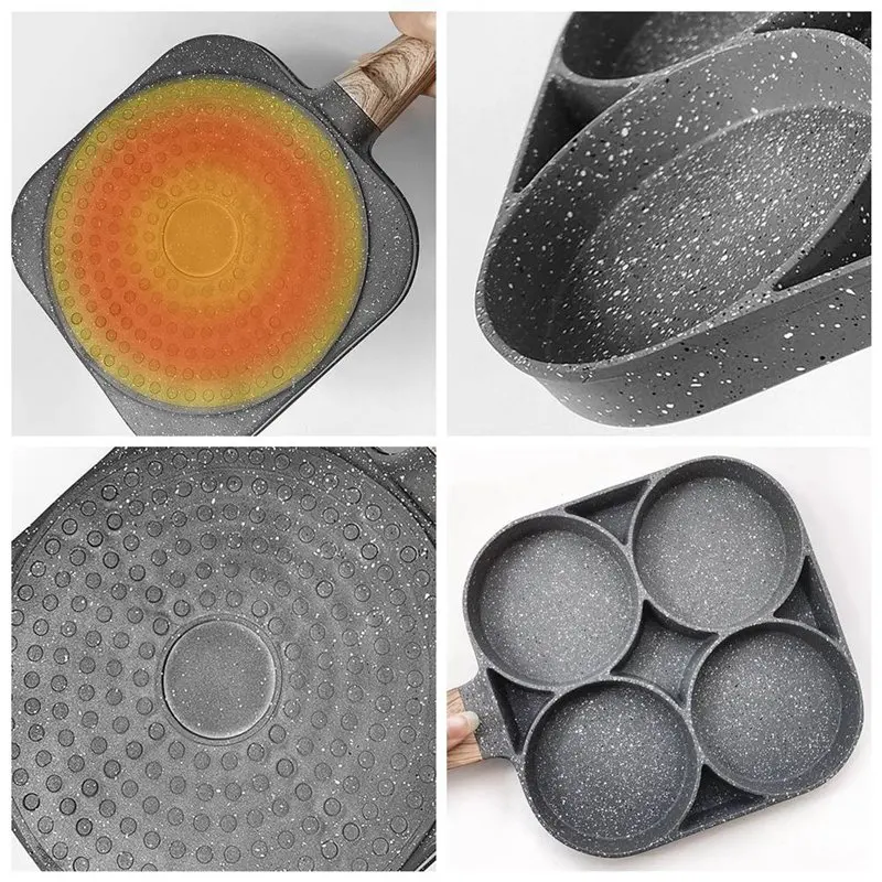 Кухня четыре сковорода для жарки с горшок утолщенной омлета антипригарным