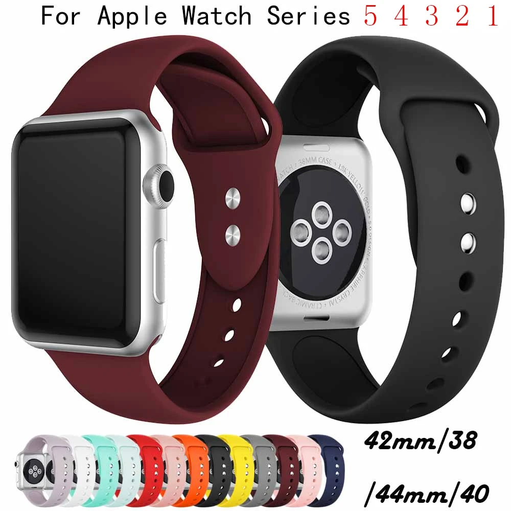 Ремешок для часов Apple Watch 5 4 3 2 1 силиконовый спортивный Браслет ремешок 44 мм 40 42 38 Ror