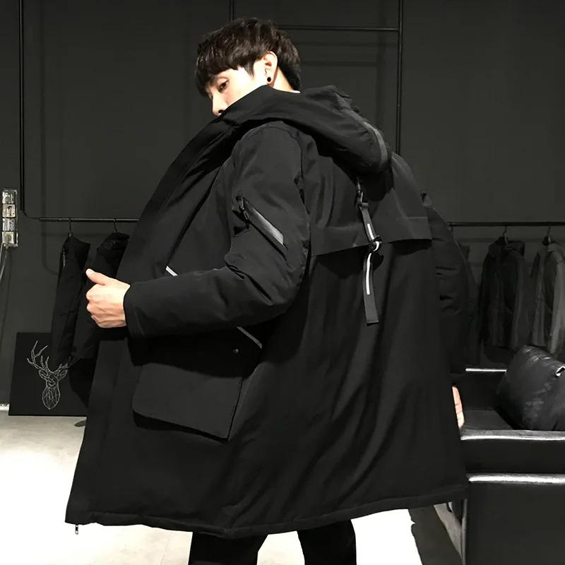 Модный мужской пуховик в длинном параграфе случайный белый гусиный пух с теплым