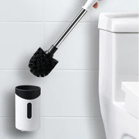 toilet brush holder bathroom abs material nail free easy clean black brush bathroom accessories