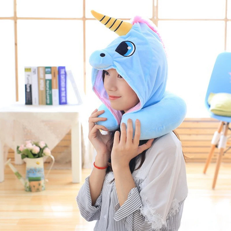 U образная дорожная подушка мультяшная для шеи с единорогом Офисная новая сна