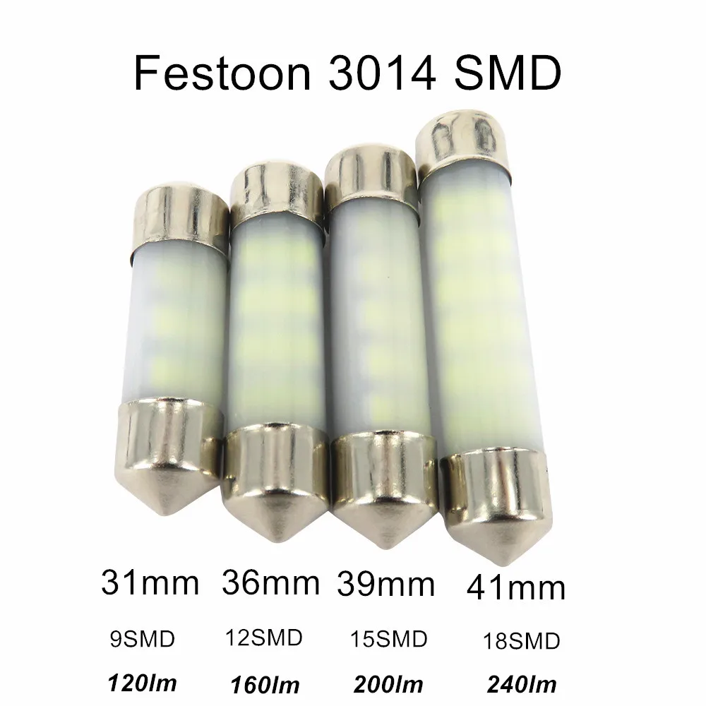 WLJH 2x без полярности 31 мм 36 39 42 светодиодный светильник sv8 5 C10W C5W 3014 SMD Dom