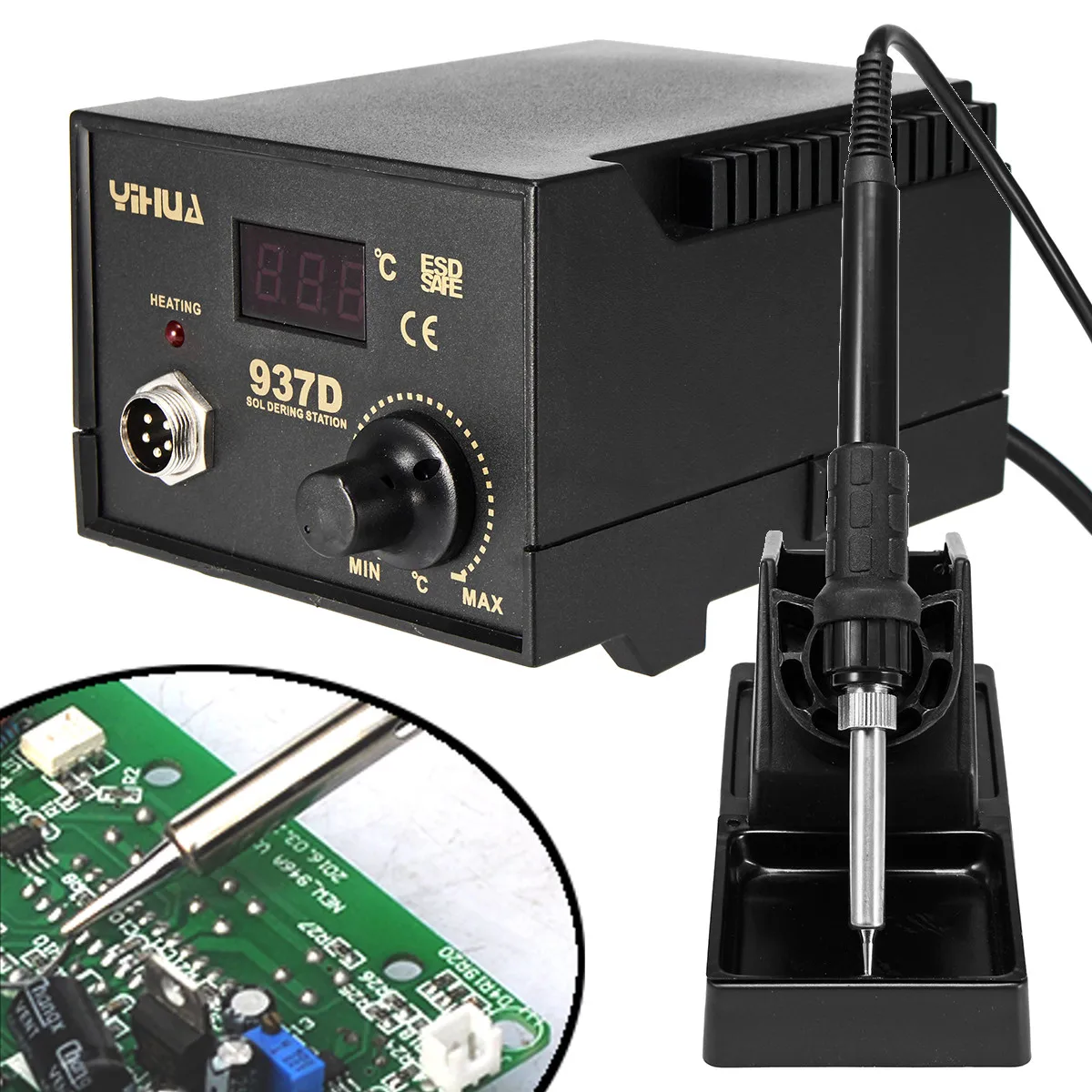 

937D 220V Soldering Station Electronic Soldering Iron Portable Mini Rework Desolder Welding Station Digital Display ESD