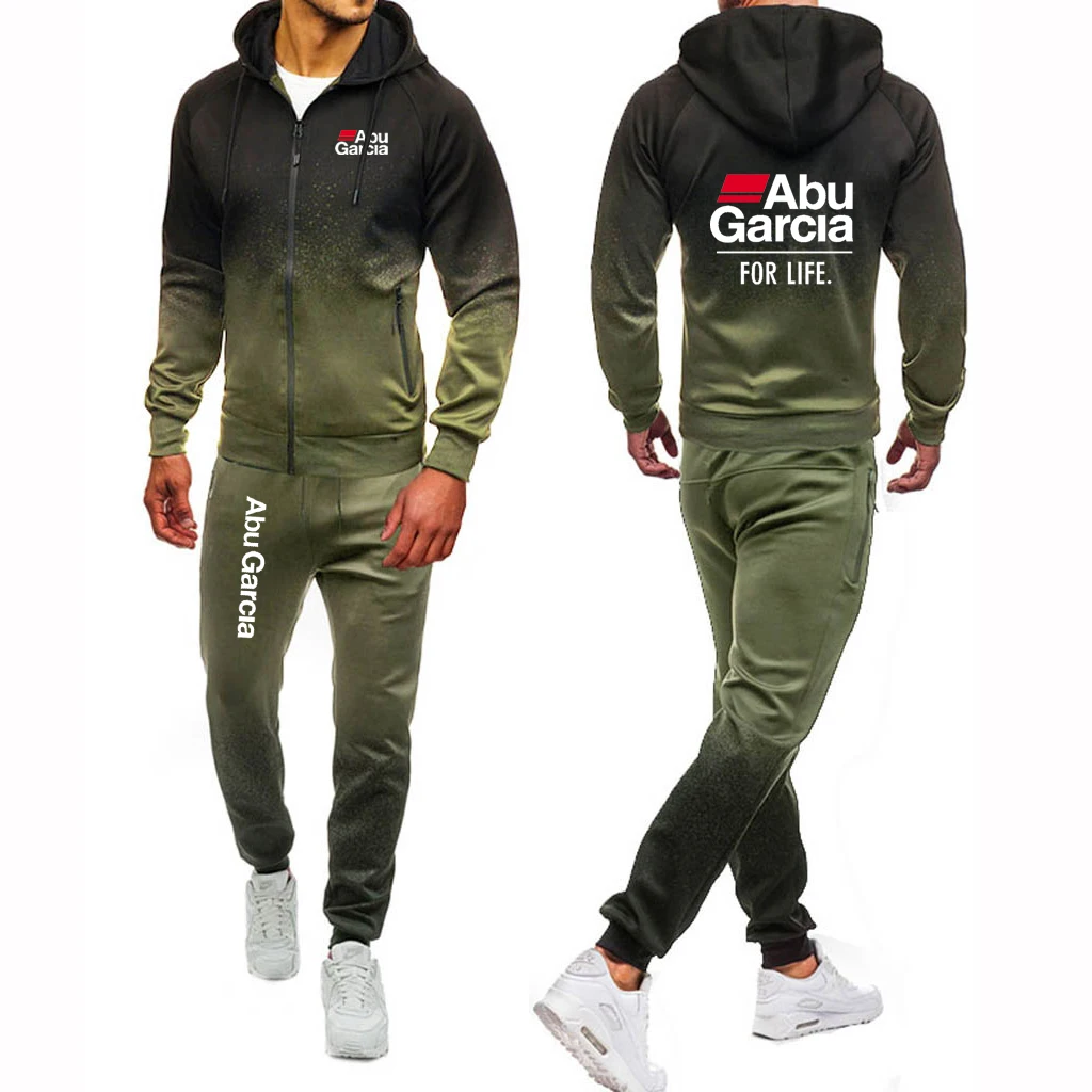 

2021 New Autumn Abu Garcia Print Set Novelty Plumber Zipper Jacket Casual Sweatpant Set Sport Suits College Male Jacket