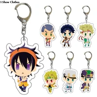 anime keychain jojo bizarre adventure man key chain for women accessories cute bag pendant key ring acrylic cartoon friend gift