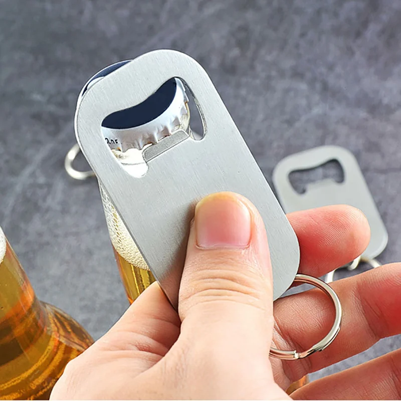 

1 pc Bottle Opener Stainless Steel Quick Remover Tools Portable Beer Opener camping Keychains 2 Sizes Kitchen Tools